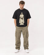 Mockup Boxy Heavyweight Tee Black male full-body 08