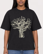 Mockup Boxy Heavyweight Tee Black female close-up 04