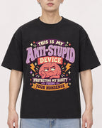 Mockup Boxy Heavyweight Tee Black male close-up 01