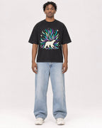 Mockup Boxy Heavyweight Tee Black male full-body 05