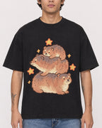 Mockup Boxy Heavyweight Tee Black male close-up 06