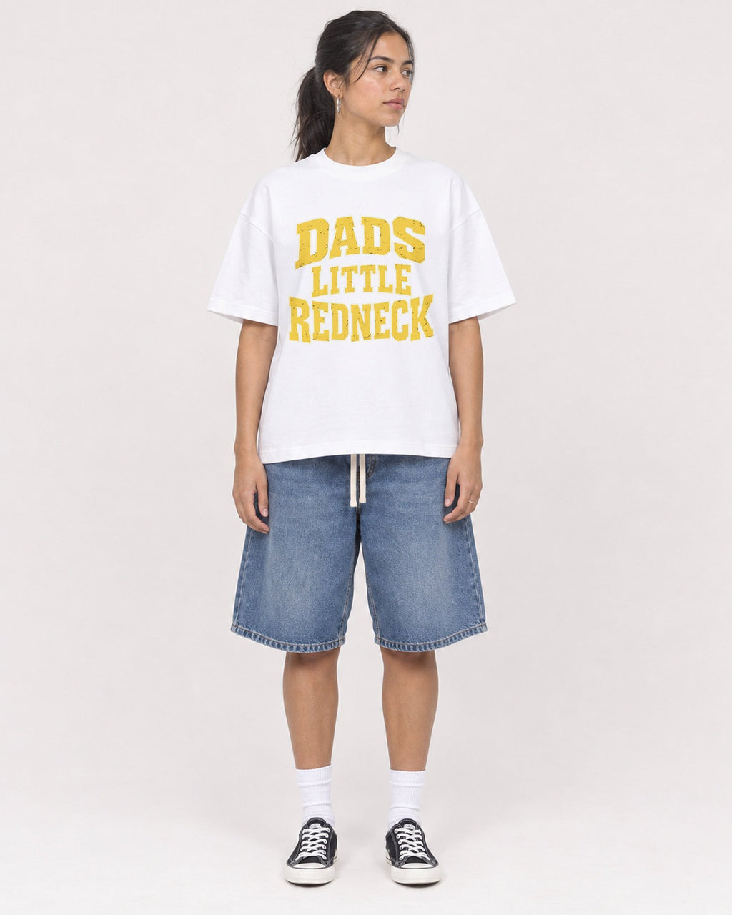 Mockup Boxy Heavyweight Tee White female full-body 16
