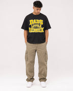 Mockup Boxy Heavyweight Tee Black male full-body 16