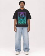 Mockup Boxy Heavyweight Tee Black male full-body 05