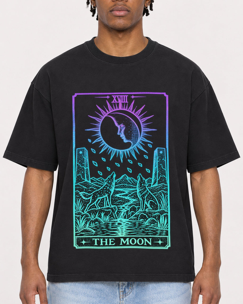 Mockup Boxy Heavyweight Tee Black male close-up 05