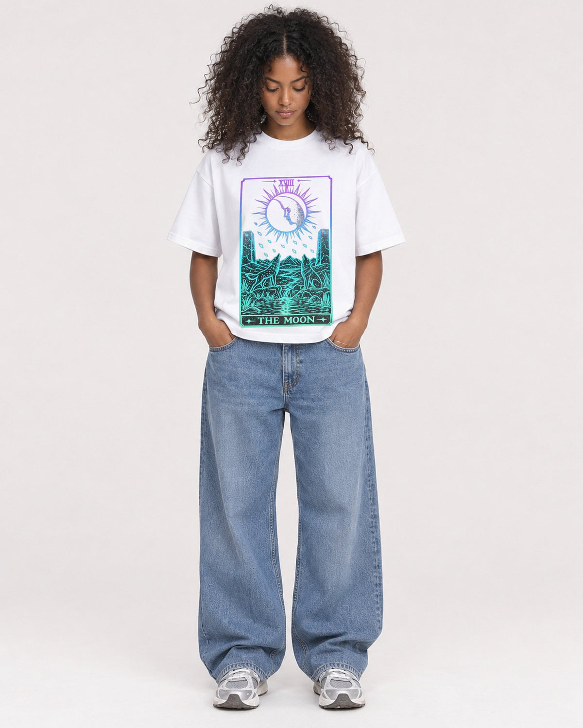 Mockup Boxy Heavyweight Tee White female full-body 05