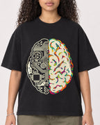 Mockup Boxy Heavyweight Tee Black female close-up 10