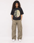 Mockup Boxy Heavyweight Tee Black female full-body 10