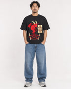 Mockup Boxy Heavyweight Tee Black male full-body 02