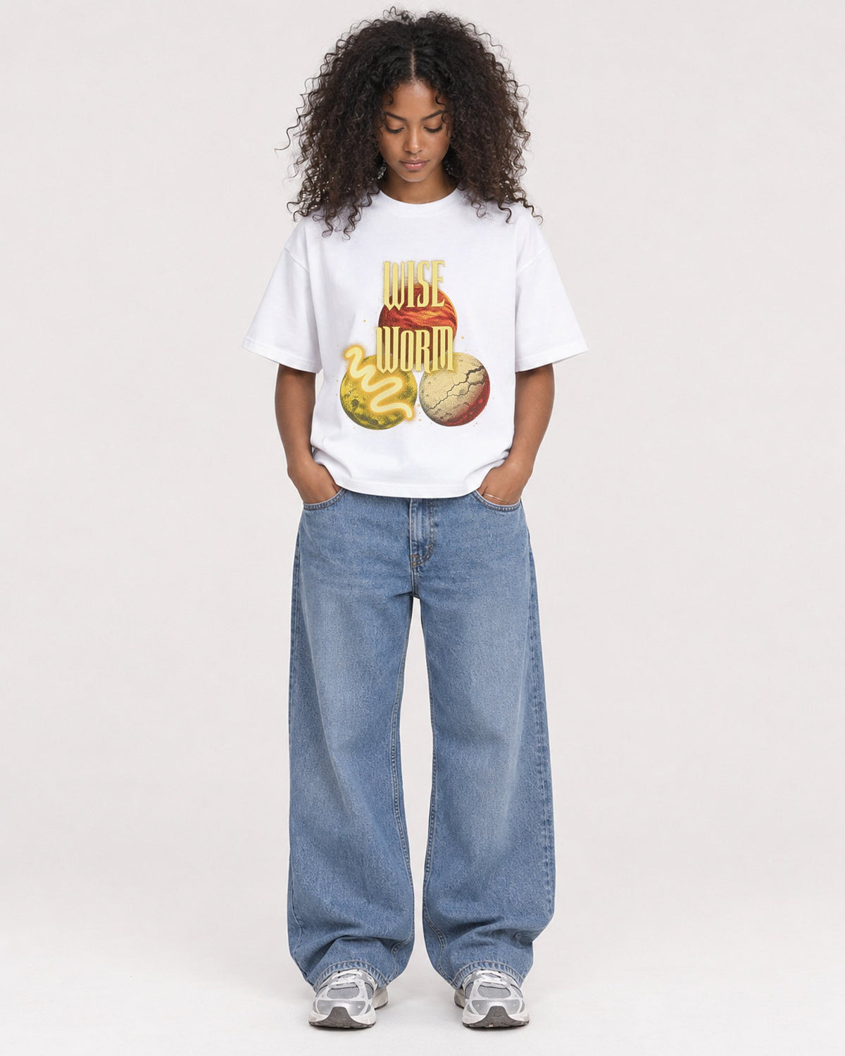 Mockup Boxy Heavyweight Tee White female full-body 05