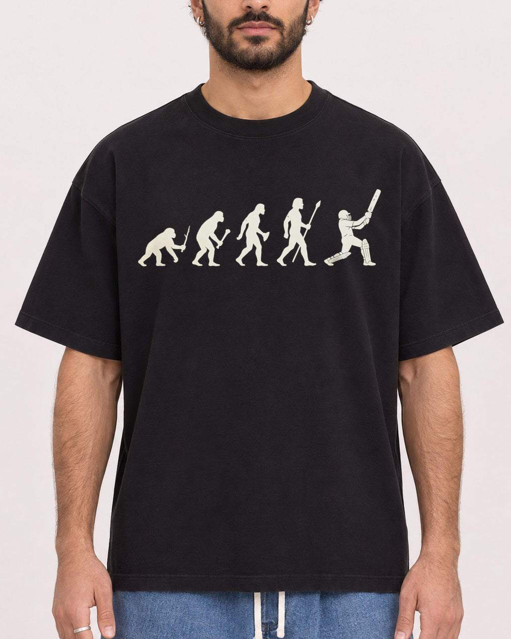 Mockup Boxy Heavyweight Tee Black male close-up 27