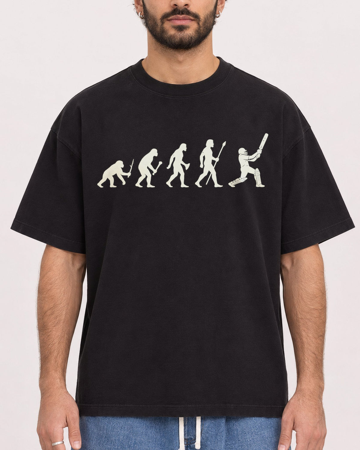 Mockup Boxy Heavyweight Tee Black male close-up 27