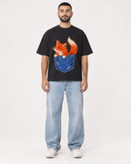 Mockup Boxy Heavyweight Tee Black male full-body 37