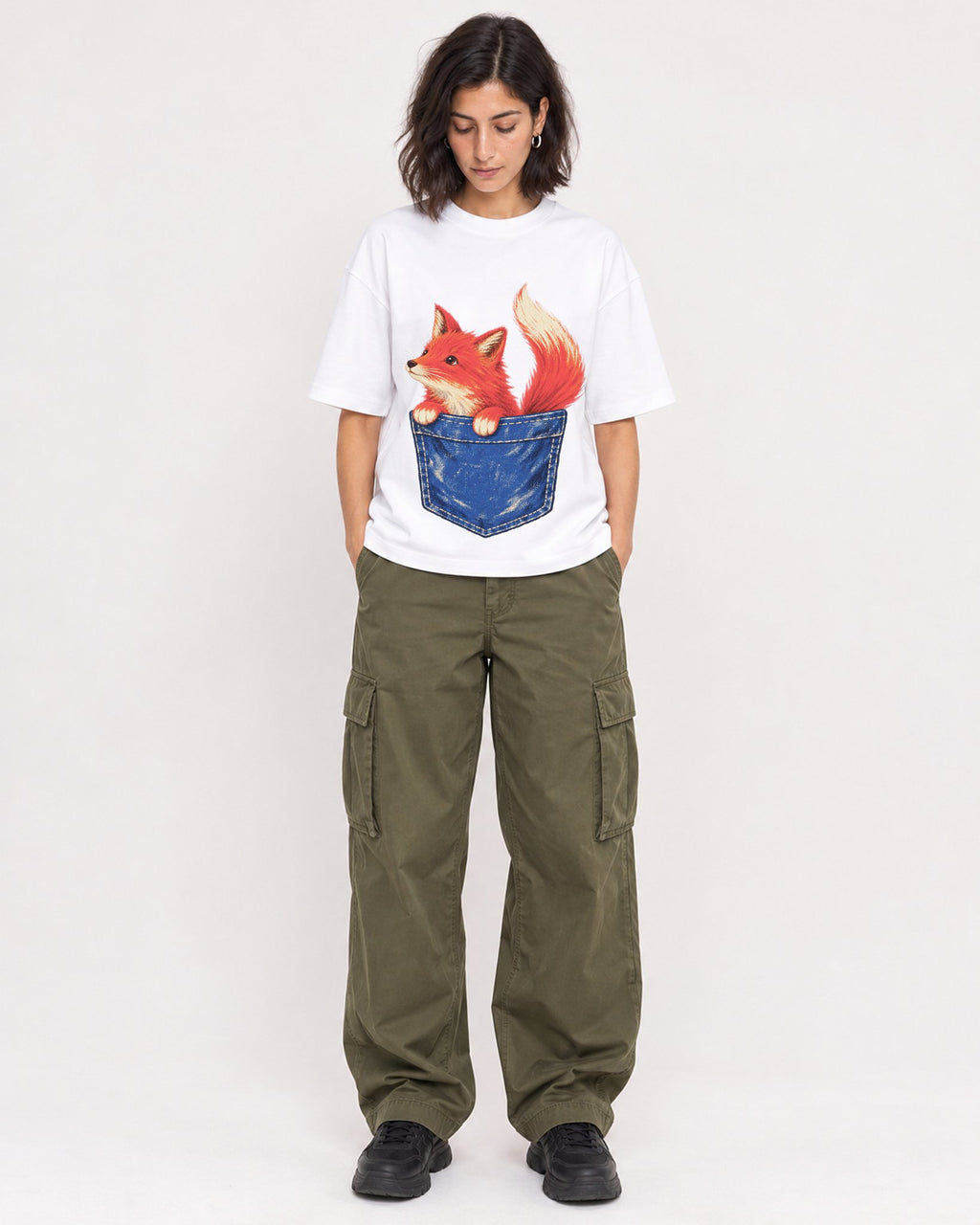 Mockup Boxy Heavyweight Tee White female full-body 37