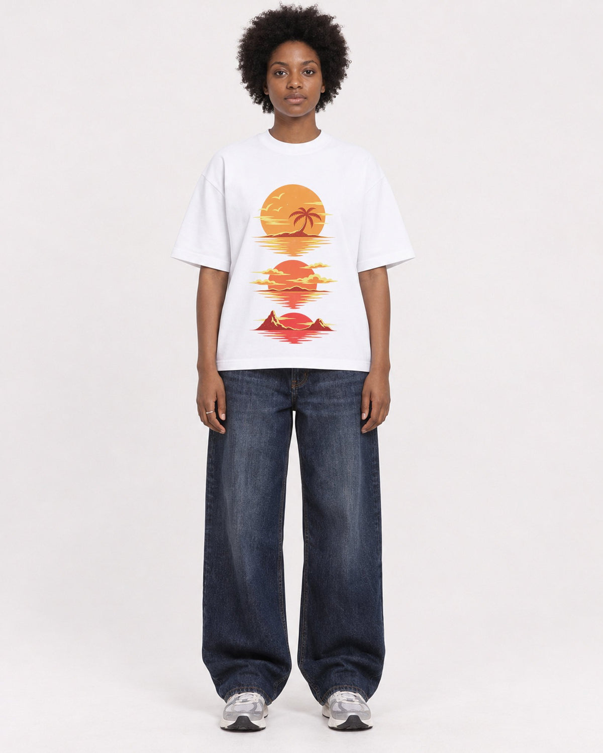 Mockup Boxy Heavyweight Tee White female full-body 14