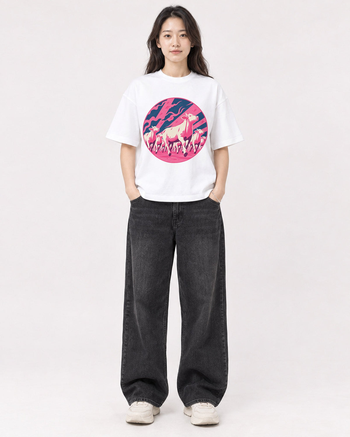 Mockup Boxy Heavyweight Tee White female full-body 03
