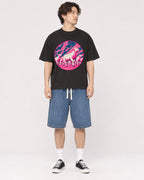 Mockup Boxy Heavyweight Tee Black male full-body 03