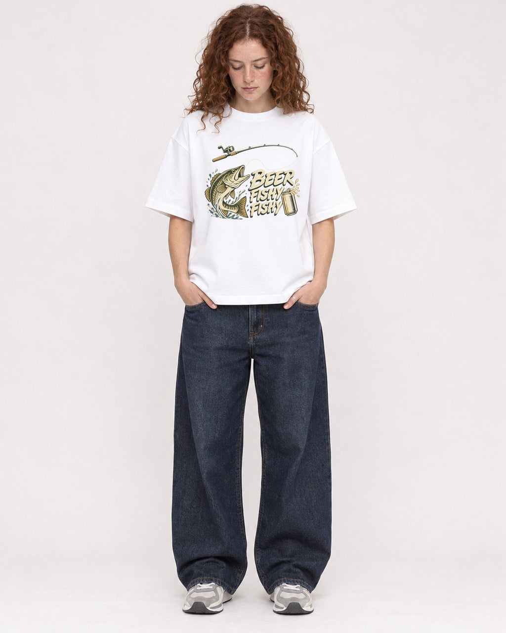 Mockup Boxy Heavyweight Tee White female full-body 09