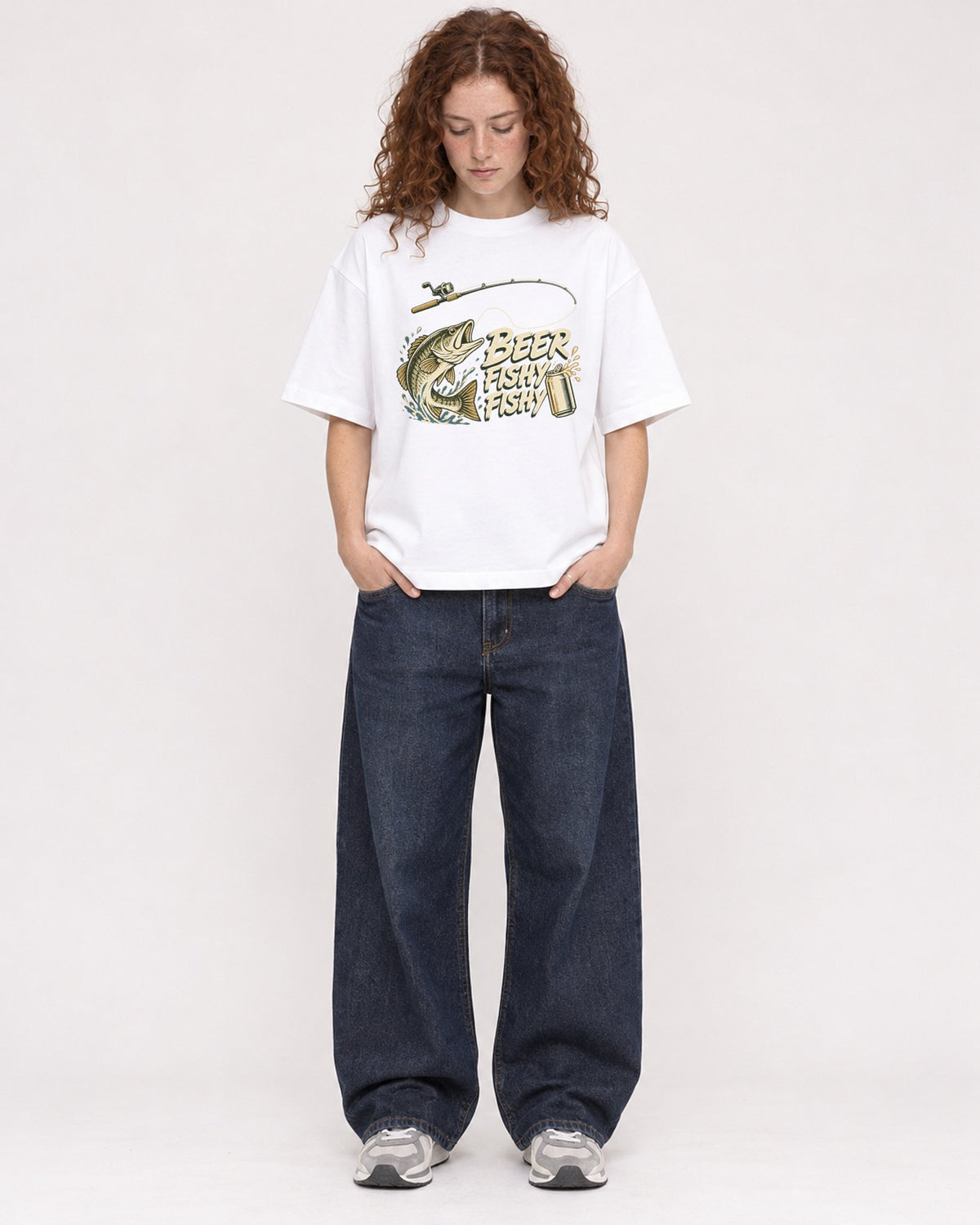 Mockup Boxy Heavyweight Tee White female full-body 09