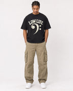 Mockup Boxy Heavyweight Tee Black male full-body 40