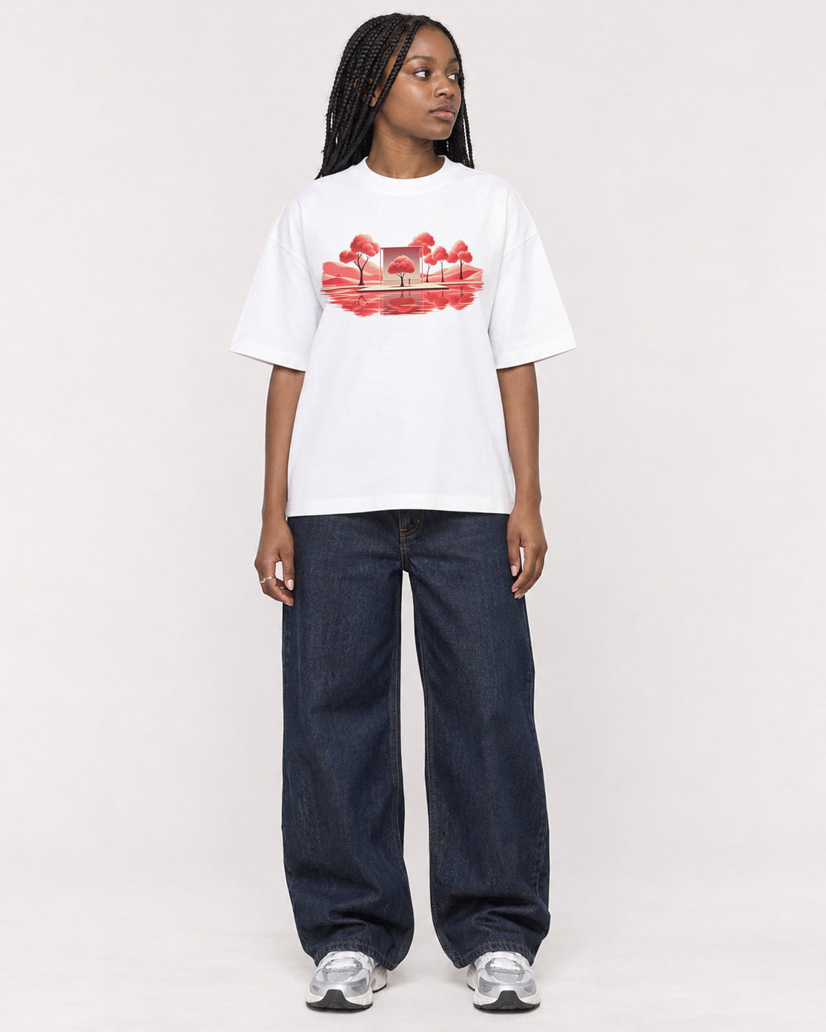 Mockup Boxy Heavyweight Tee White female full-body 04