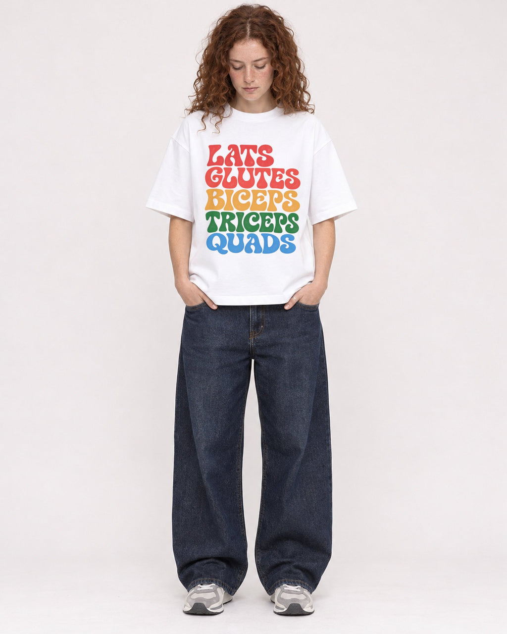 Mockup Boxy Heavyweight Tee White female full-body 09