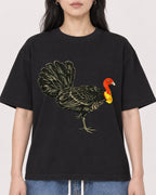 Mockup Boxy Heavyweight Tee Black female close-up 13