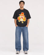 Mockup Boxy Heavyweight Tee Black male full-body 10