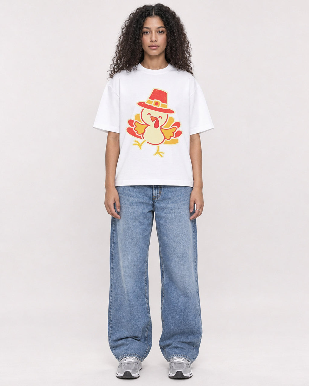 Mockup Boxy Heavyweight Tee White female full-body 10