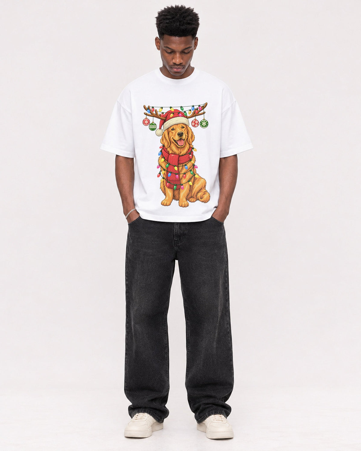 Mockup Boxy Heavyweight Tee White male full-body 15