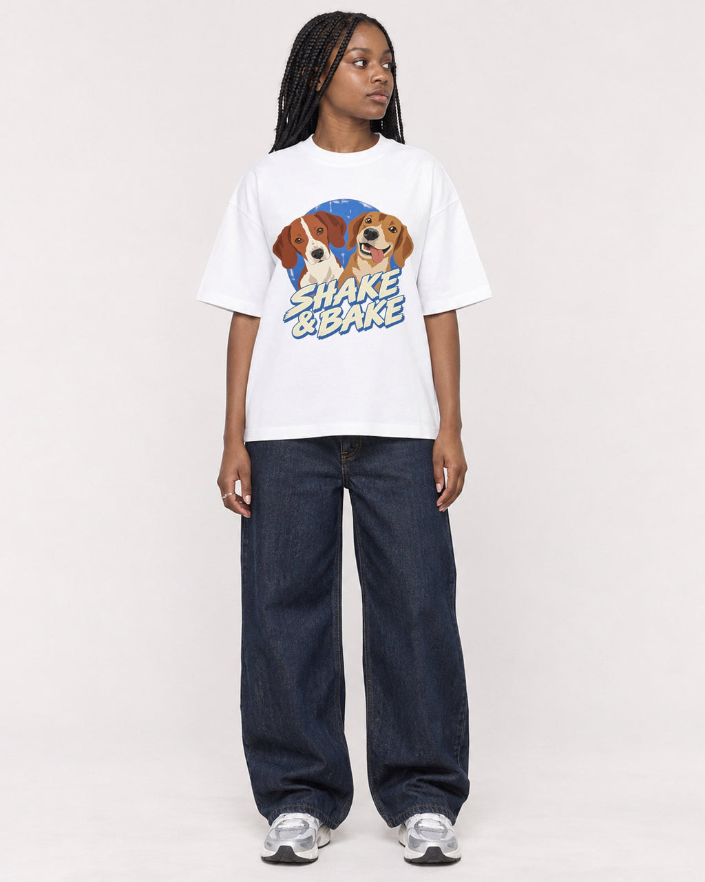 Mockup Boxy Heavyweight Tee White female full-body 04