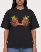 Mockup Boxy Heavyweight Tee Black female close-up 04