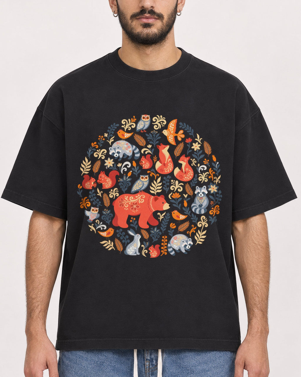 Mockup Boxy Heavyweight Tee Black male close-up 07