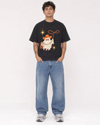 Mockup Boxy Heavyweight Tee Black male full-body 06