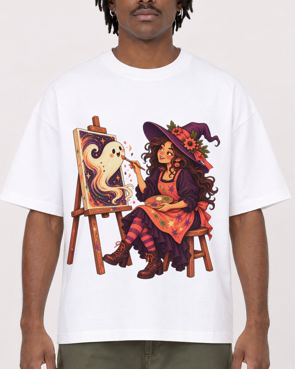 Mockup Boxy Heavyweight Tee White male close-up 04