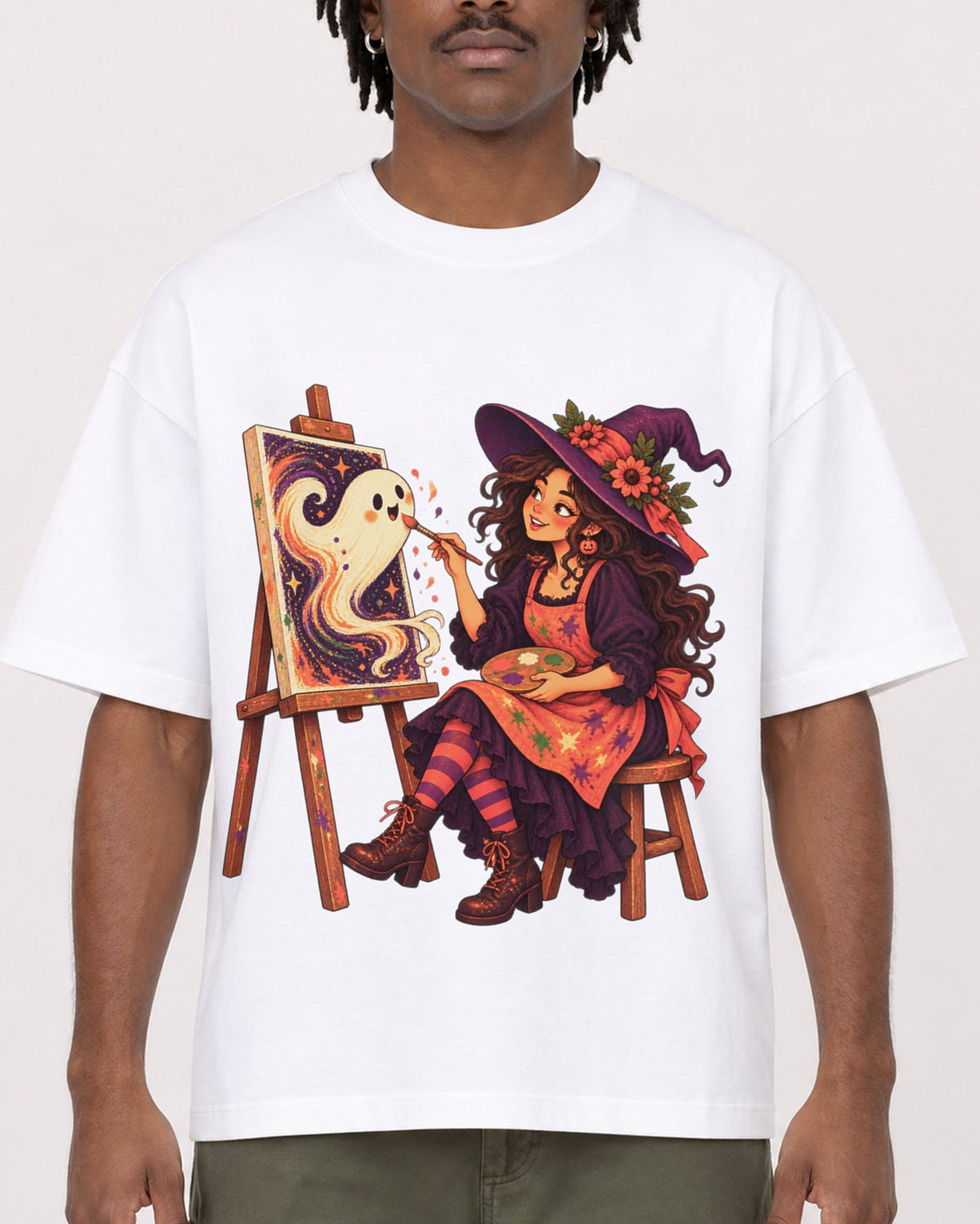 Mockup Boxy Heavyweight Tee White male close-up 04