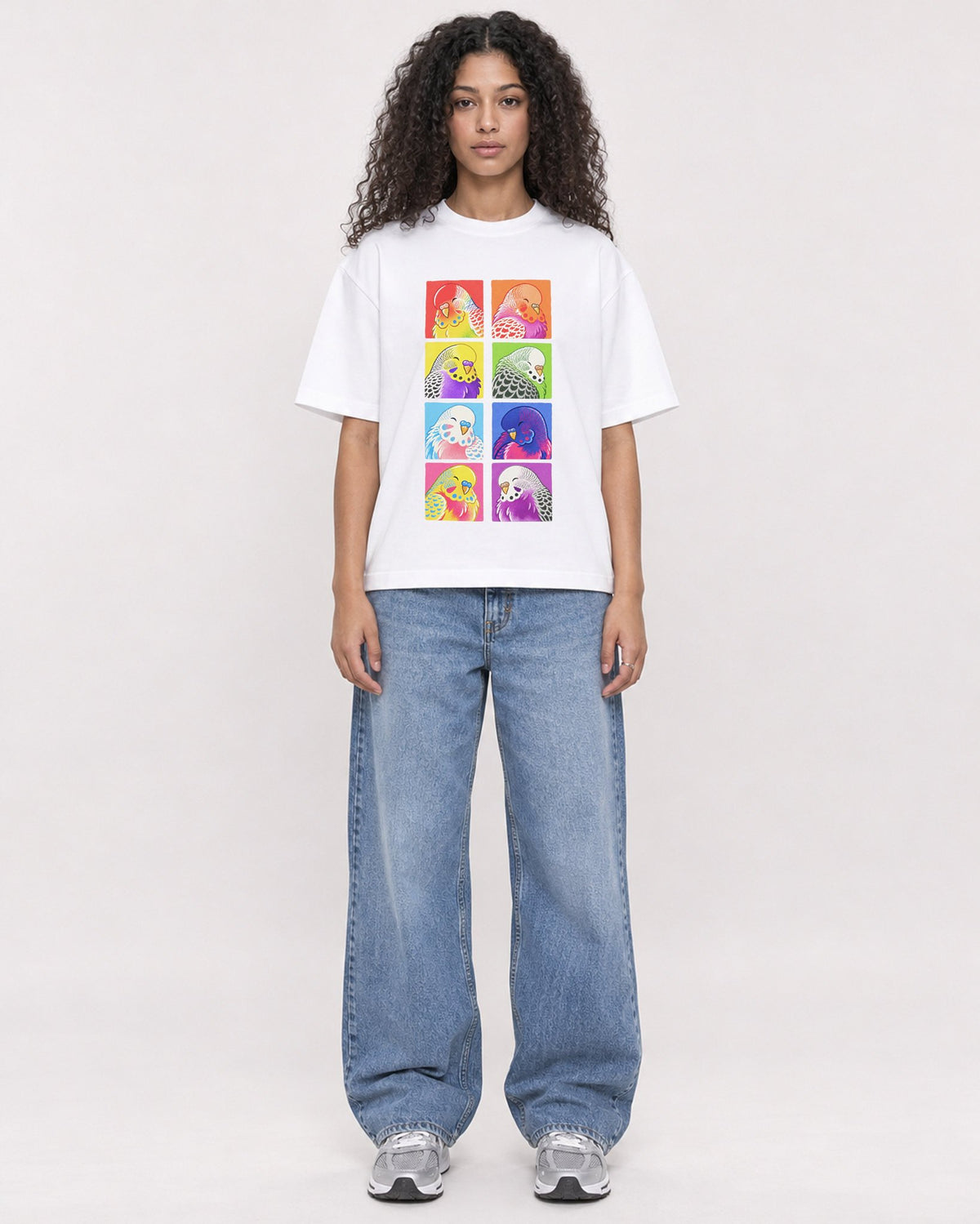Mockup Boxy Heavyweight Tee White female full-body 10