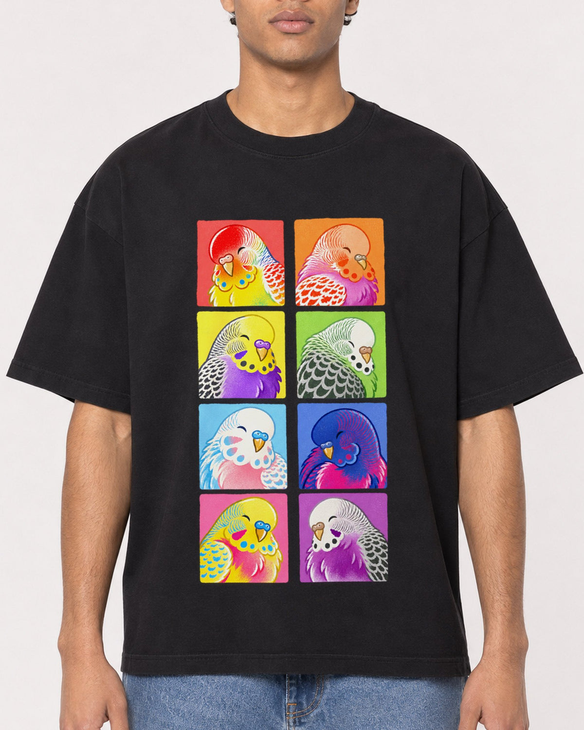 Mockup Boxy Heavyweight Tee Black male close-up 10