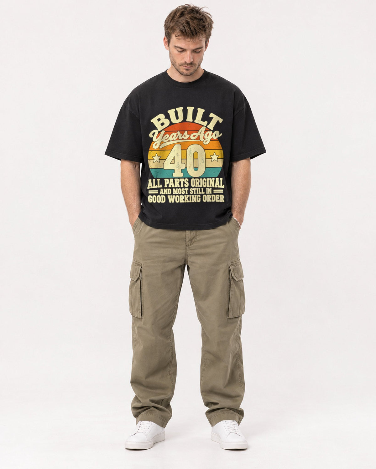 Mockup Boxy Heavyweight Tee Black male full-body 08