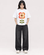Mockup Boxy Heavyweight Tee White female full-body 13