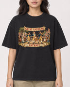 Mockup Boxy Heavyweight Tee Black female close-up 02