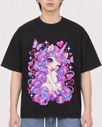 Mockup Boxy Heavyweight Tee Black male close-up 11