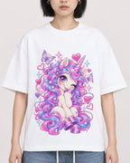 Mockup Boxy Heavyweight Tee White female close-up 11