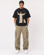 Mockup Boxy Heavyweight Tee Black male full-body 40