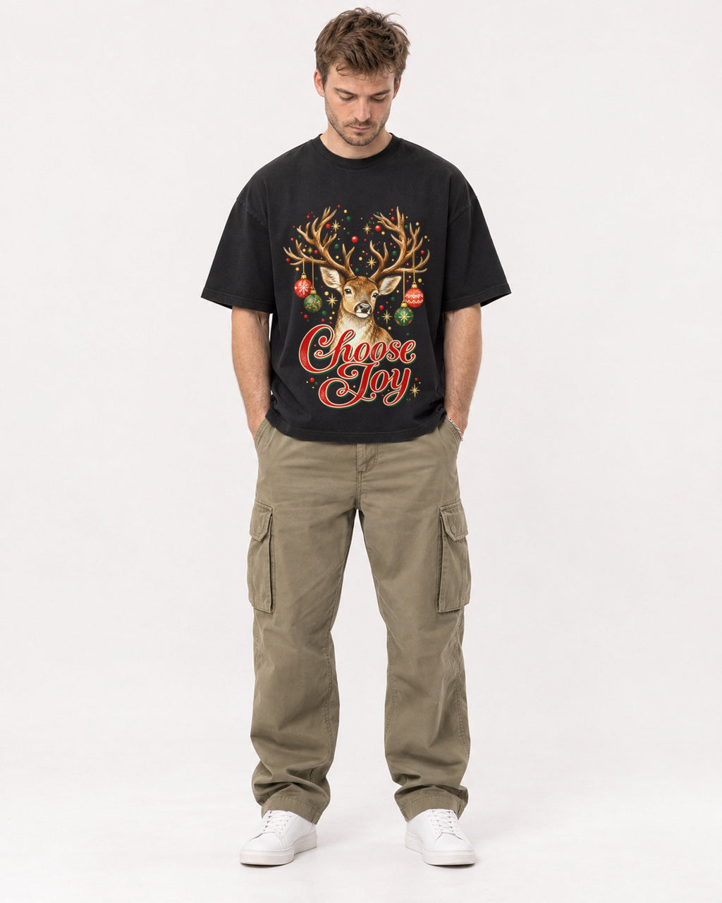 Mockup Boxy Heavyweight Tee Black male full-body 08