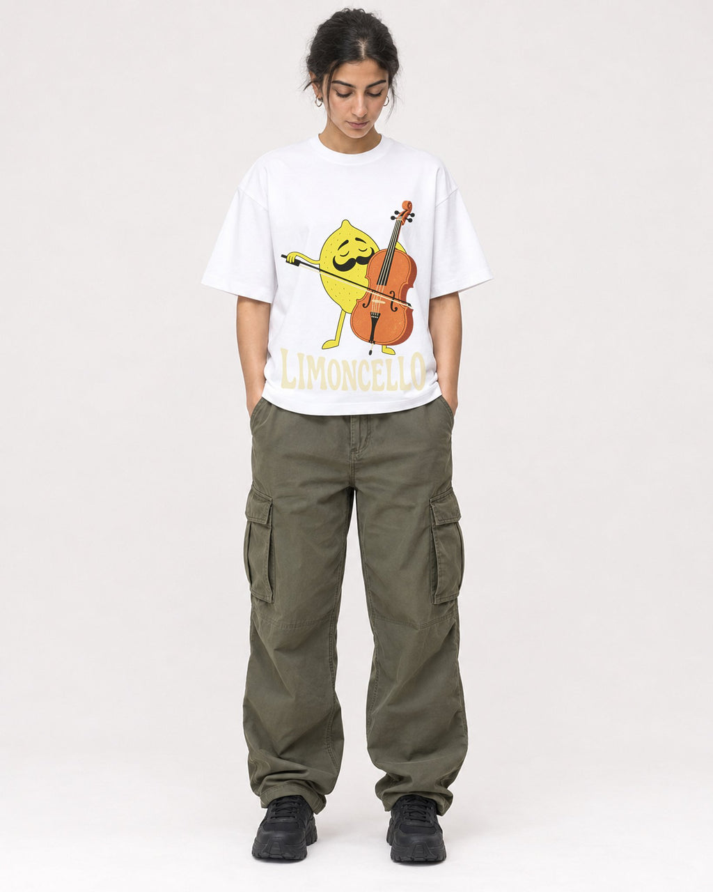 Mockup Boxy Heavyweight Tee White female full-body 17