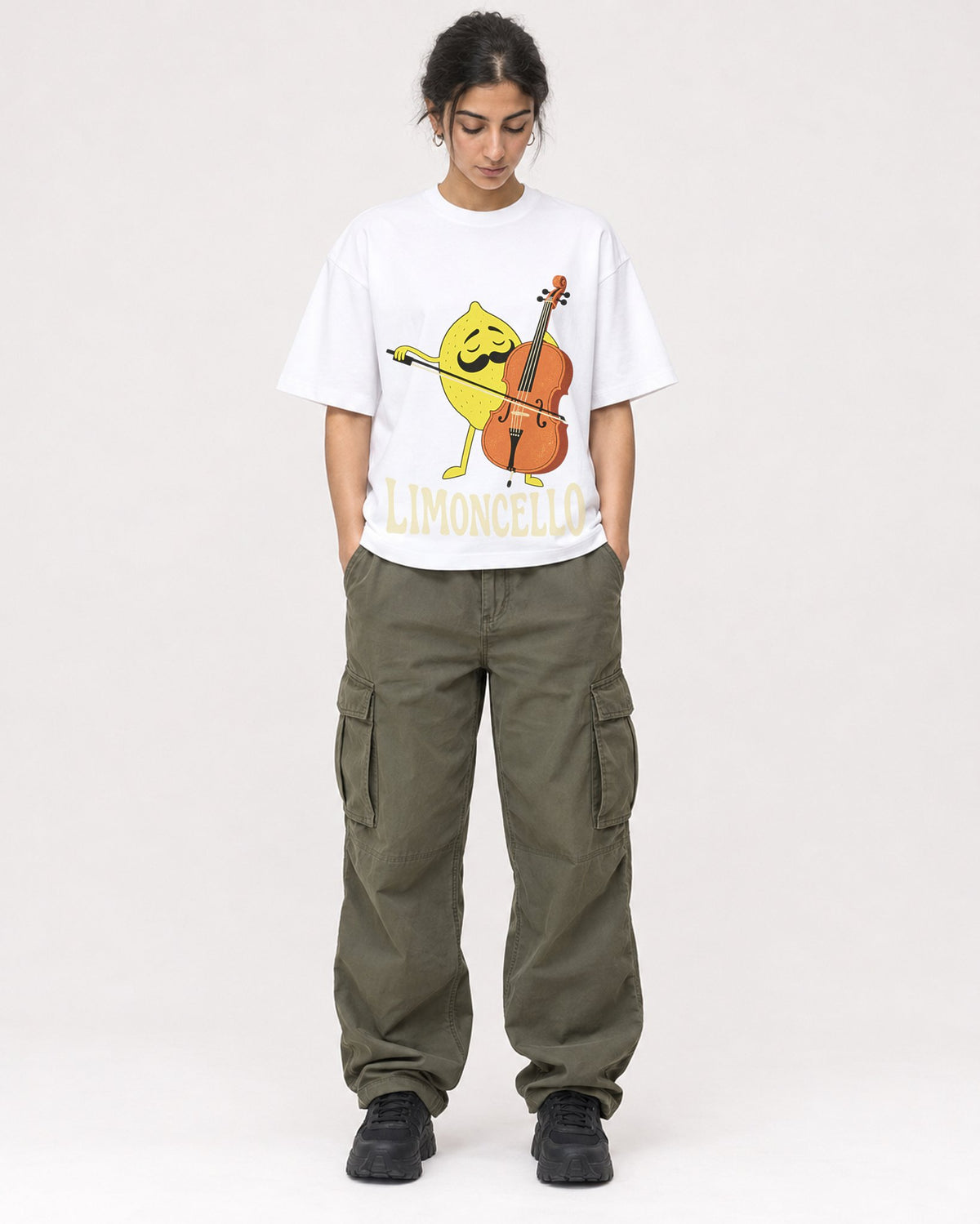 Mockup Boxy Heavyweight Tee White female full-body 17