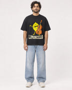 Mockup Boxy Heavyweight Tee Black male full-body 17