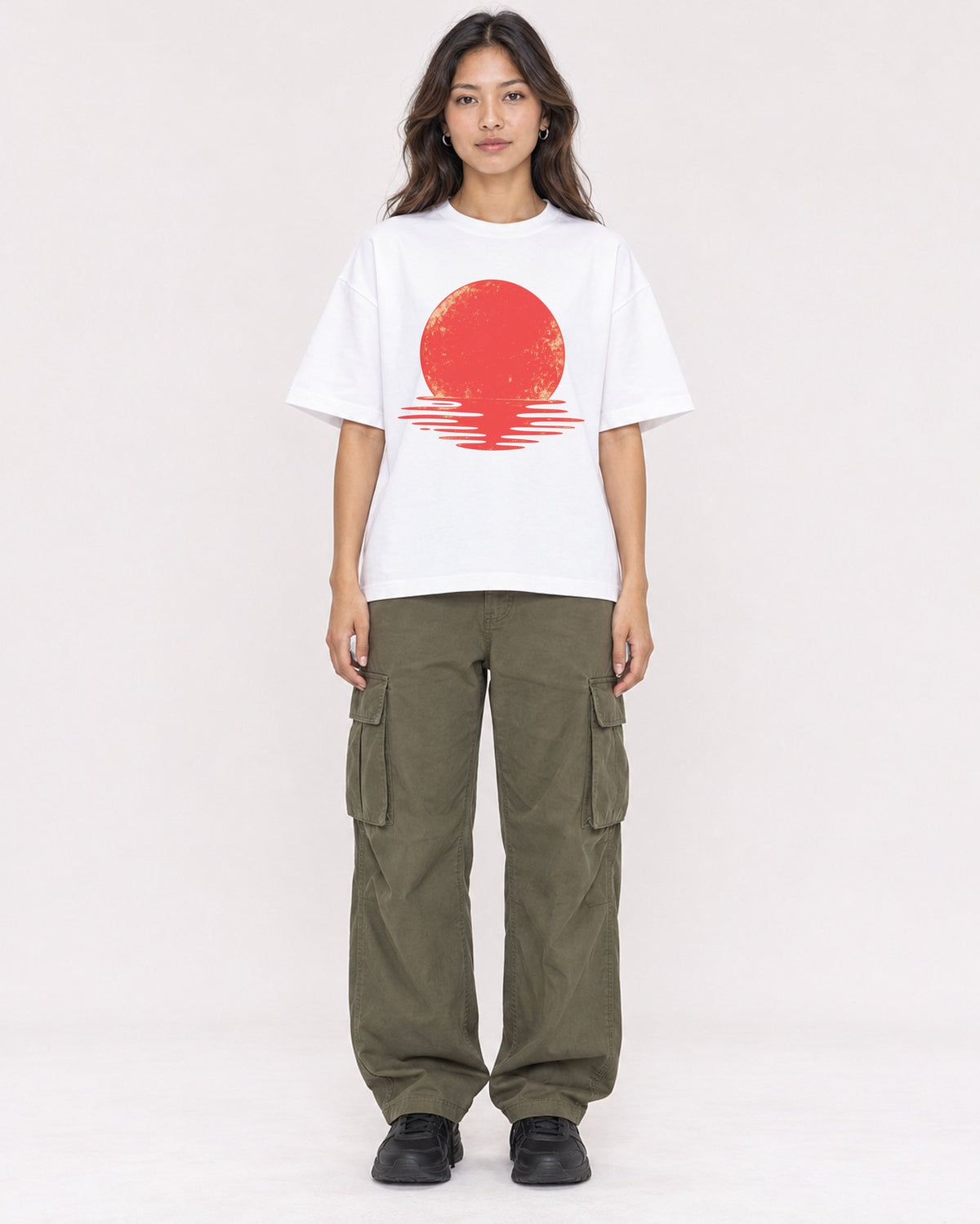 Mockup Boxy Heavyweight Tee White female full-body 02