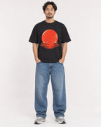 Mockup Boxy Heavyweight Tee Black male full-body 02